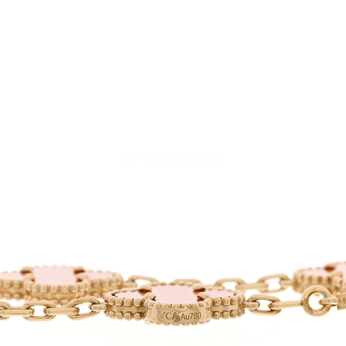 18K Yellow Gold Carnelian 5 Motifs Vintage Alhambra Bracelet