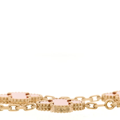 Van Cleef & Arpels 18K Yellow Gold Carnelian 5 Motifs Vintage Alhambra Bracelet 4 of 5