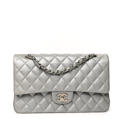 Chanel Metallic Lambskin Quilted Medium Double Flap Silver 1 of 12