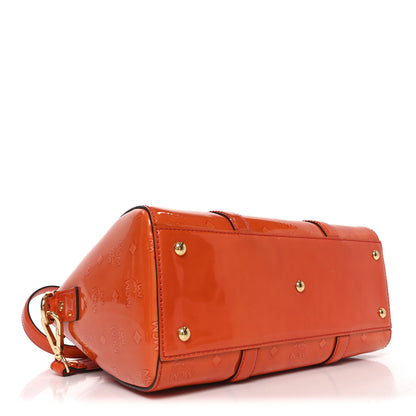 MCM Monogram Patent Zip Top Tote Orange 5 of 9