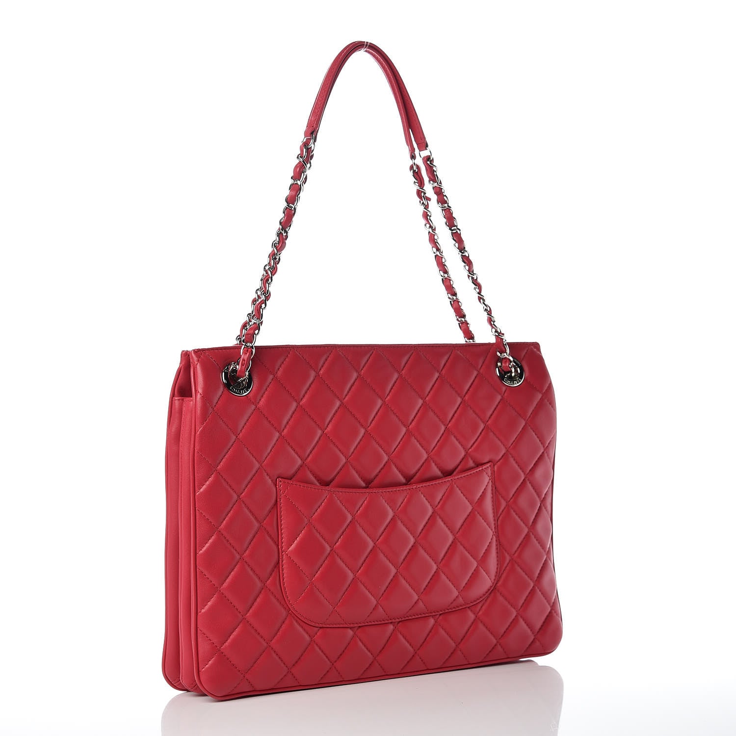 Chanel Lambskin Quilted Accordion Shopping Tote Dark Pink 3 of 10