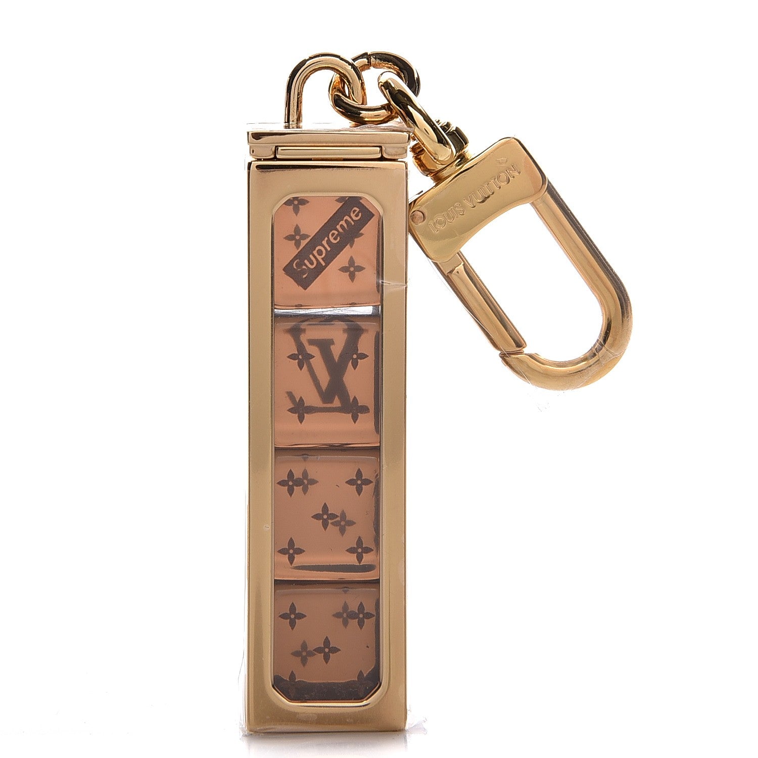 小物 Supreme Louis Vuitton key case Louis Vuitton X SUPREME Dice Key Chain Bag Charm Brown