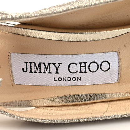 Jimmy Choo Dusty Glitter Nova 100 Slingback Peep Toe Pumps 38.5 Platinum Ice 7 of 7
