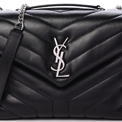 Saint Laurent Calfskin Y Quilted Monogram Small Loulou Chain Satchel Black 7 of 9