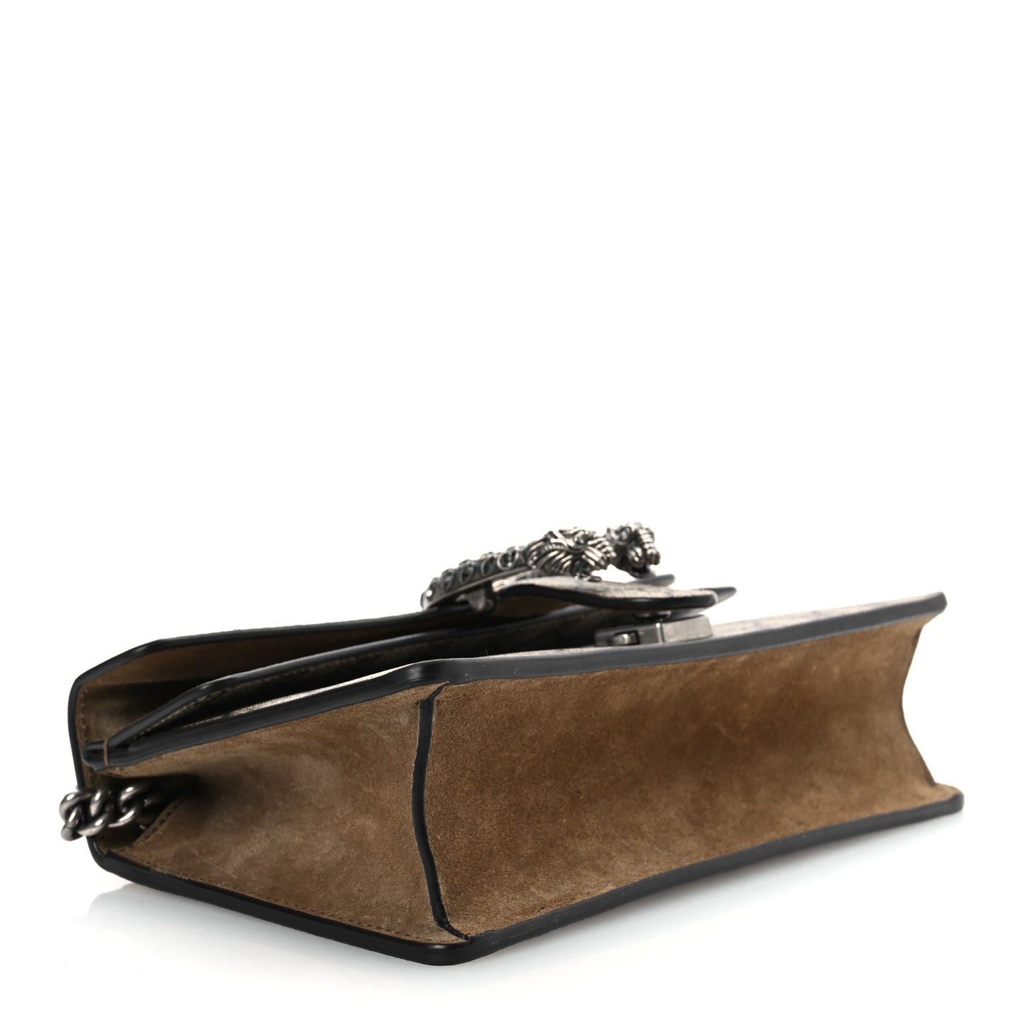 GG Supreme Monogram Suede Crystal Small Dionysus Shoulder Bag Beige Ebony Taupe