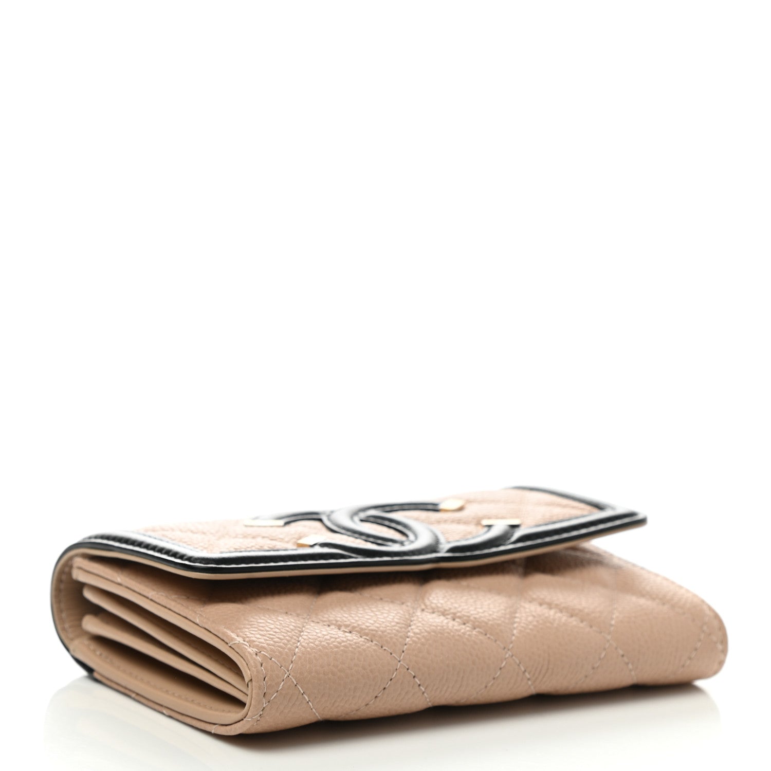 Chanel Caviar Quilted Medium Filigree Flap Wallet Beige Black 4 of 9