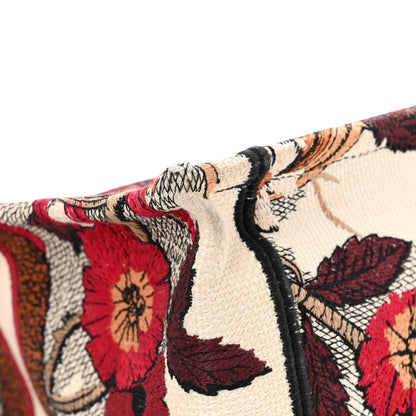 Christian Dior Canvas Embroidered Phoenix Medium Book Tote Red Multicolor 11 of 14