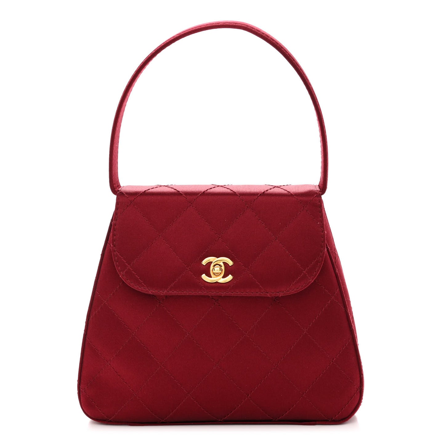 Satin Quilted Mini Kelly Flap Bag Red