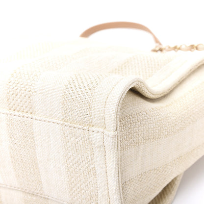 Chanel Mixed Fibers Calfskin Striped Small Deauville Tote Beige 8 of 11