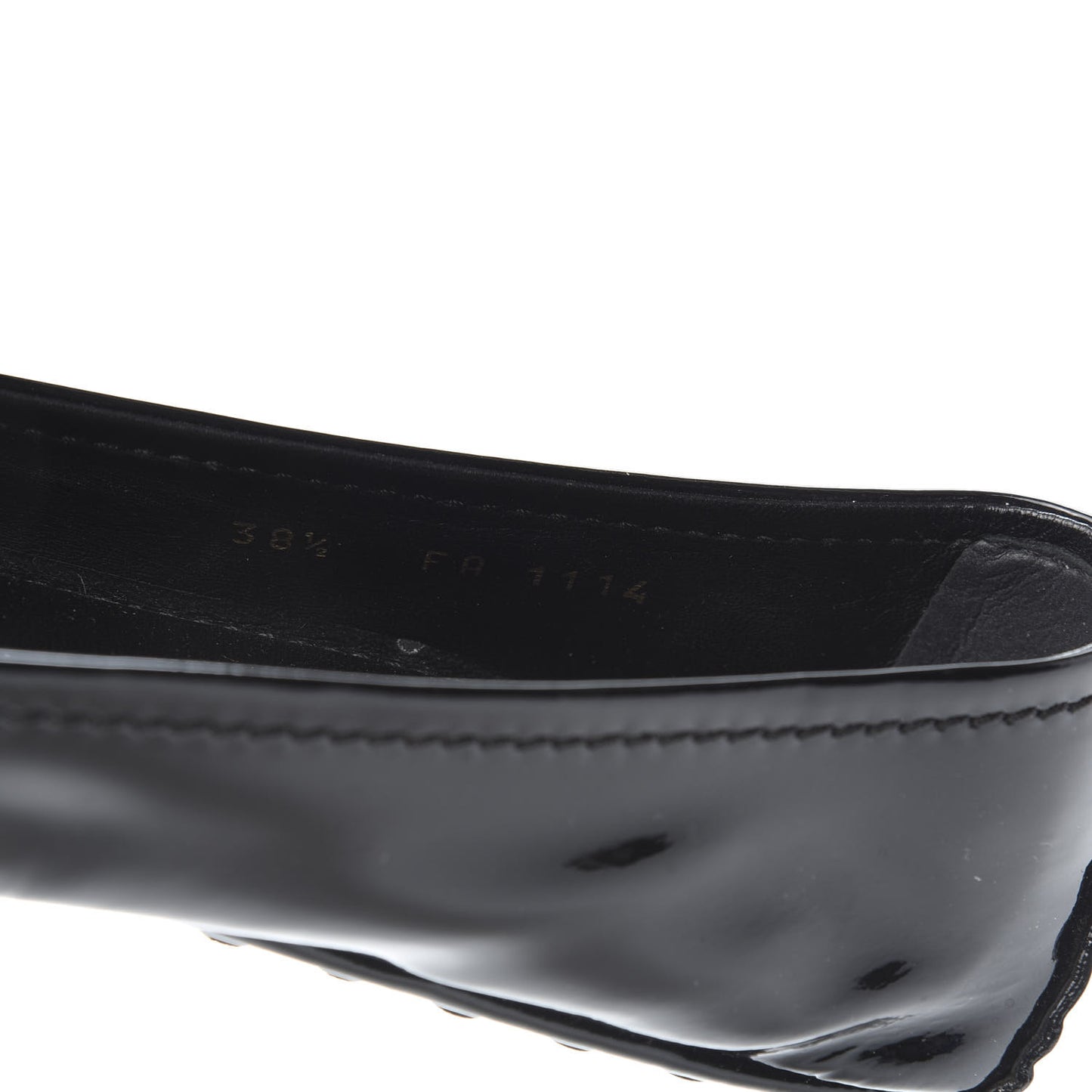 Patent Calfskin Oxford Ballerina Flats 38.5 Black