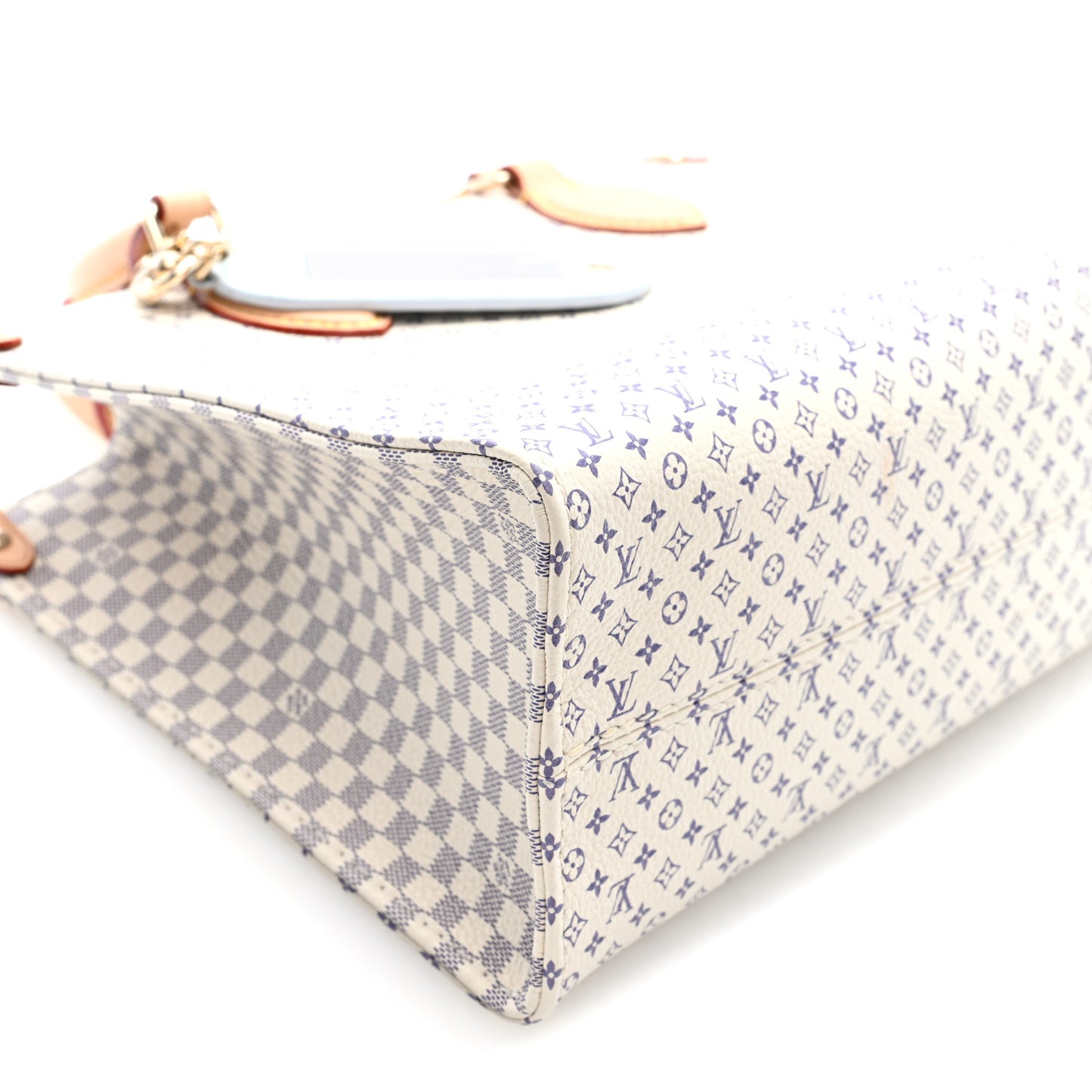 Monogram Damier Calfskin Romance Onthego PM Azure Blue Sand