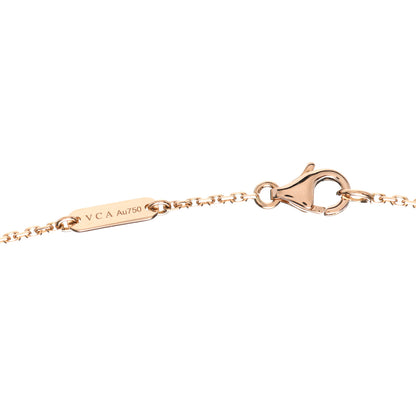 Van Cleef & Arpels 18K Rose Gold Diamond Pink Porcelain Vintage Alhambra Pendant Necklace 5 of 7