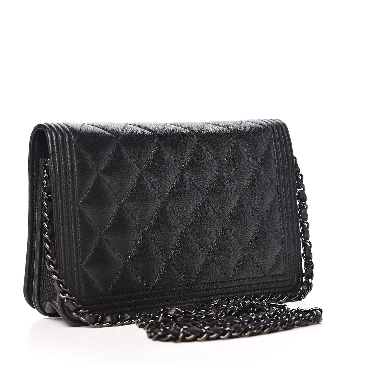 Caviar Quilted Boy Wallet On Chain WOC So Black