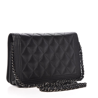 Chanel Caviar Quilted Boy Wallet On Chain WOC So Black 3 of 13