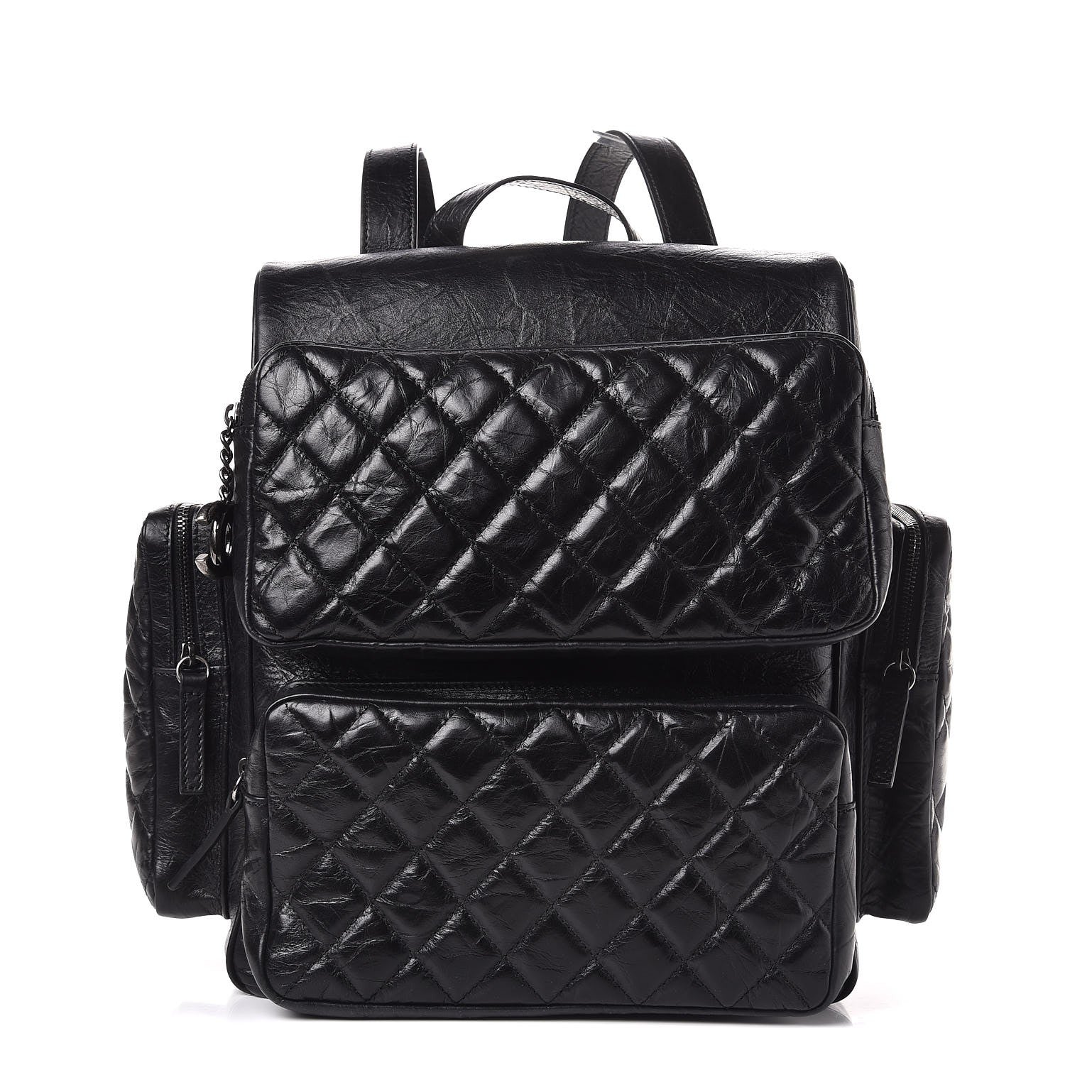 Chanel Aged Calfskin Quilted Large Casual Rock Backpack Black 1 of 8