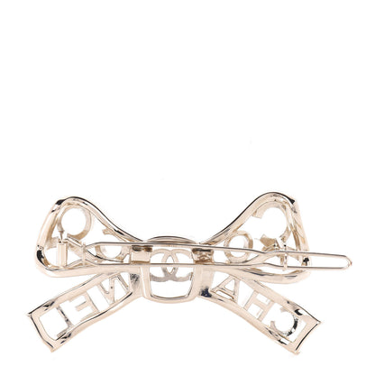 Chanel Metal Crystal Bow-tiful CC Hair Clip Gold 2 of 5