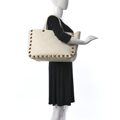 Valentino Garavani Grained Calfskin Roman Stud Tote Light Ivory 2 of 10
