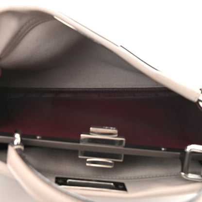 Fendi Vitello Seta Shiny Nappa Medium Peekaboo Iconic Satchel Grigio Polvere Bordeaux 5 of 15