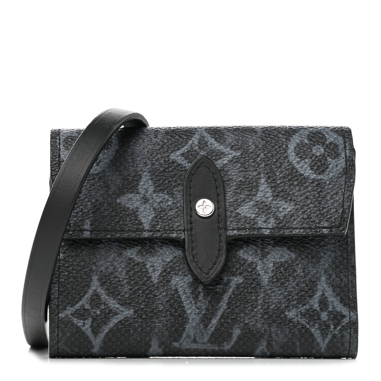 Monogram Pastel Cross Card Holder Black