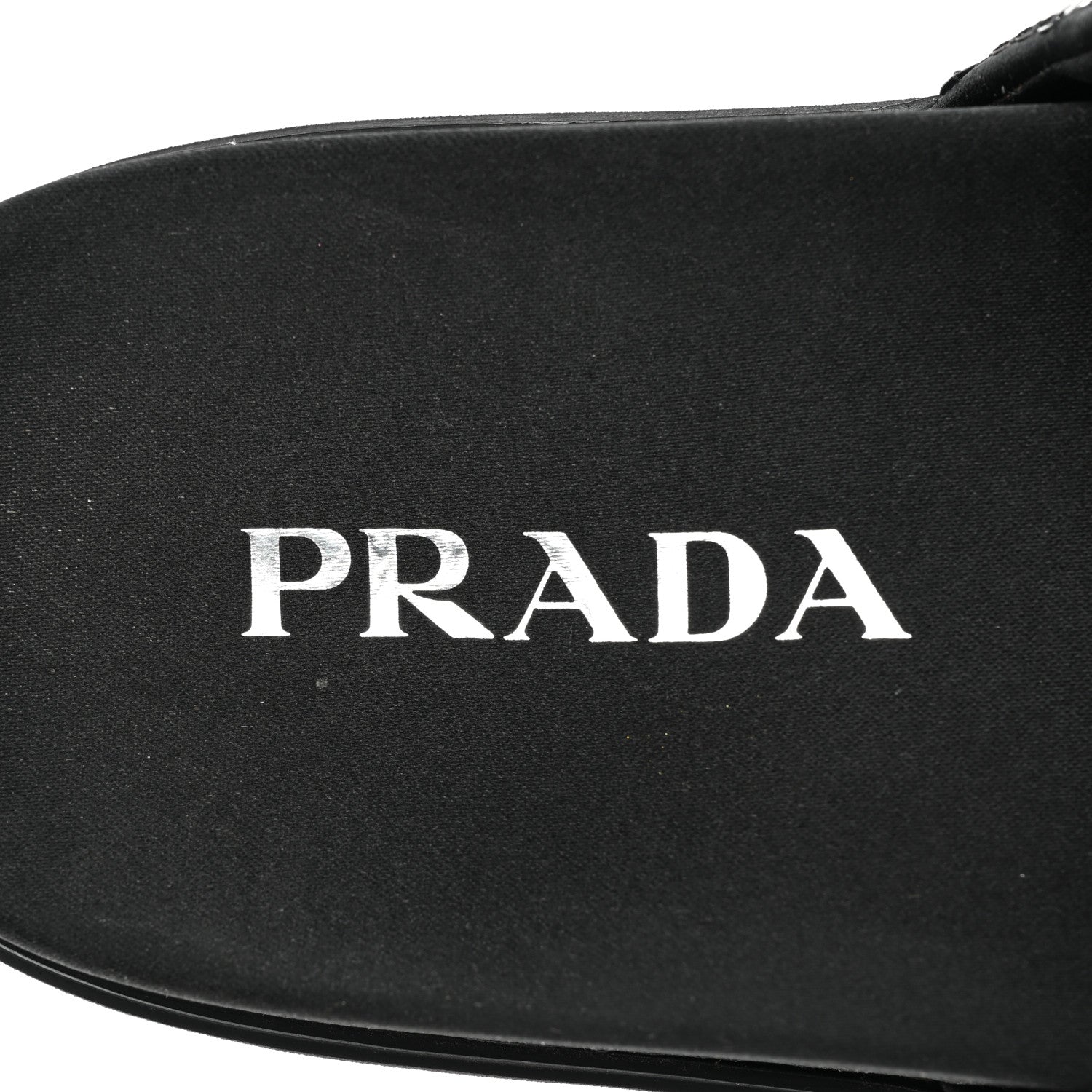 Prada Paillettes Sequin Logo Slide Sandals 36 Black 7 of 12