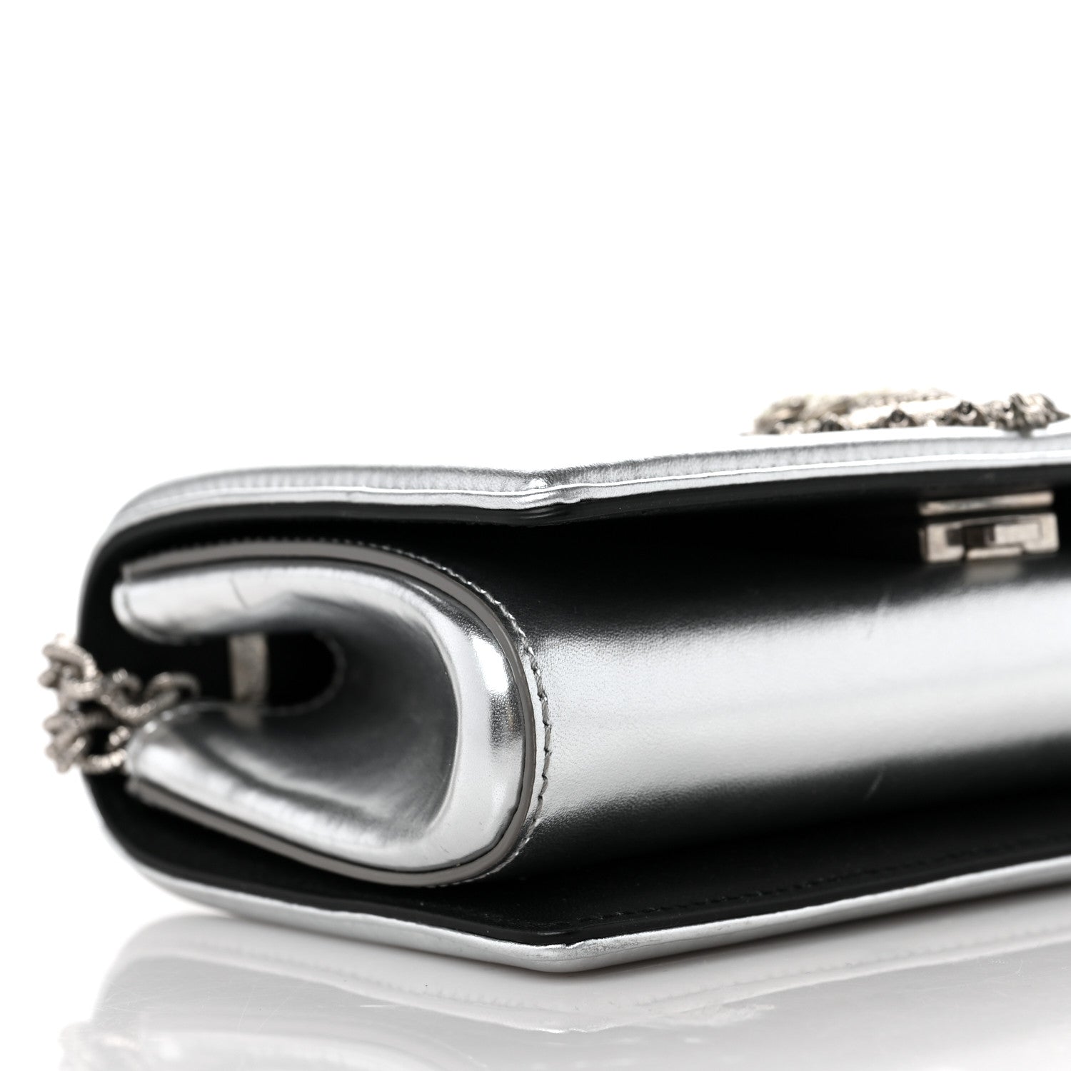 Dolce & Gabbana Metallic Calfskin Medium Devotion Crossbody Bag Silver 7 of 8