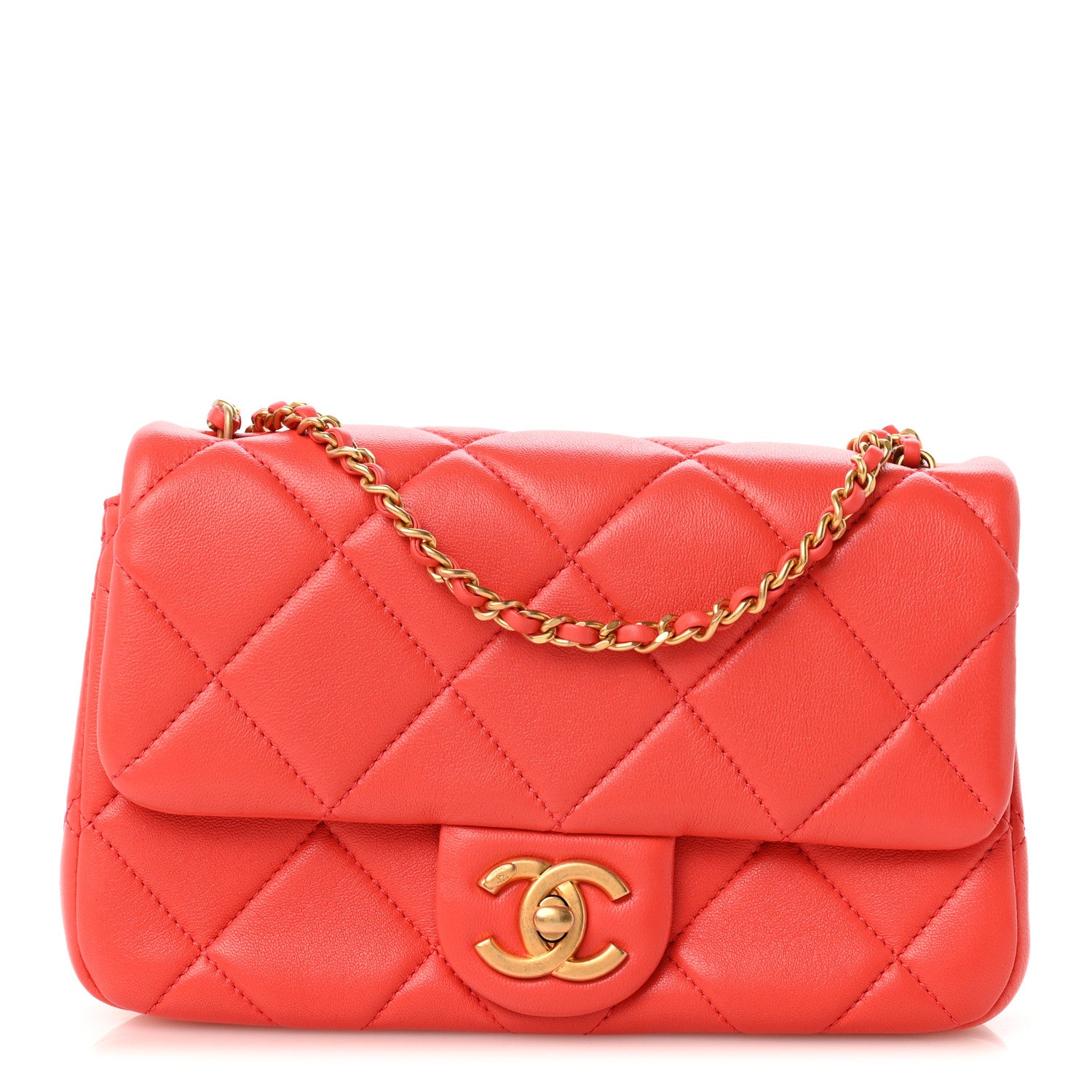 Chanel Lambskin Quilted Pearl Small Flap Dark Orange 1 of 12