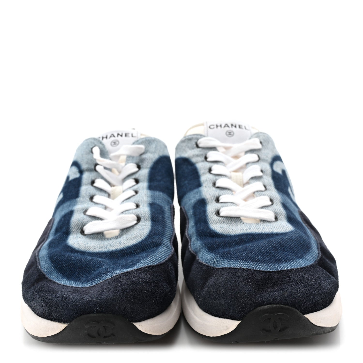 Chanel Denim Suede Calfskin Mens CC Sneakers 45 Dark Blue 2 of 8