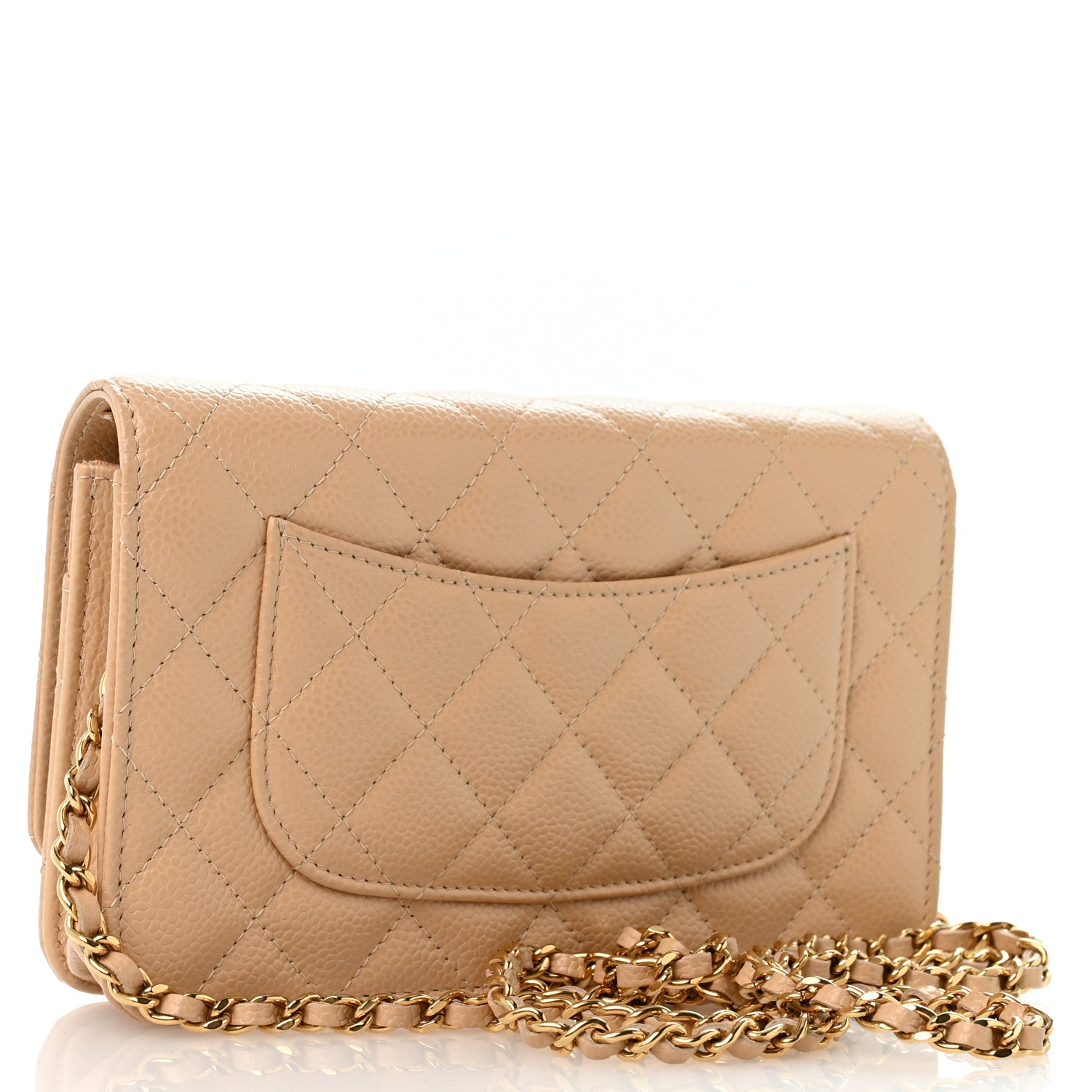 Chanel Caviar Quilted Wallet on Chain WOC Beige 3 of 11