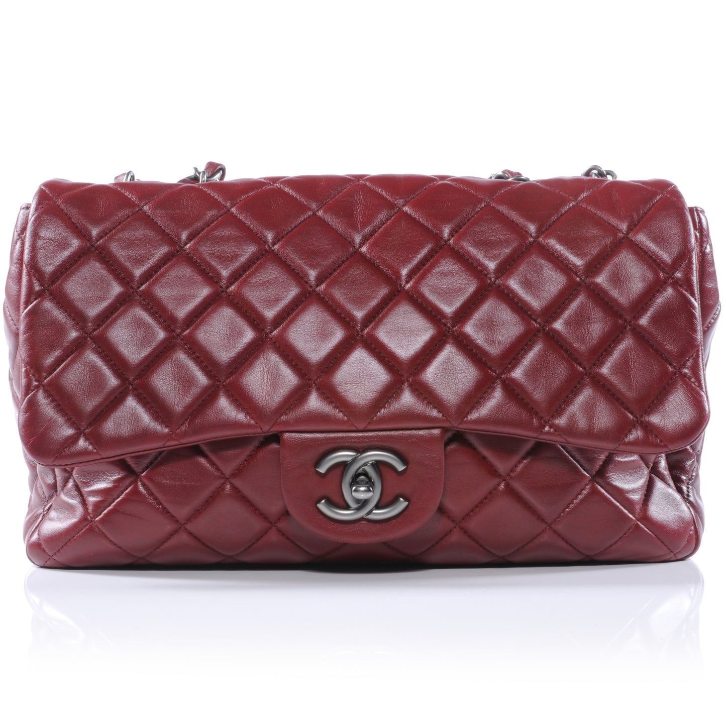Lambskin Jumbo Single Flap Dark Red