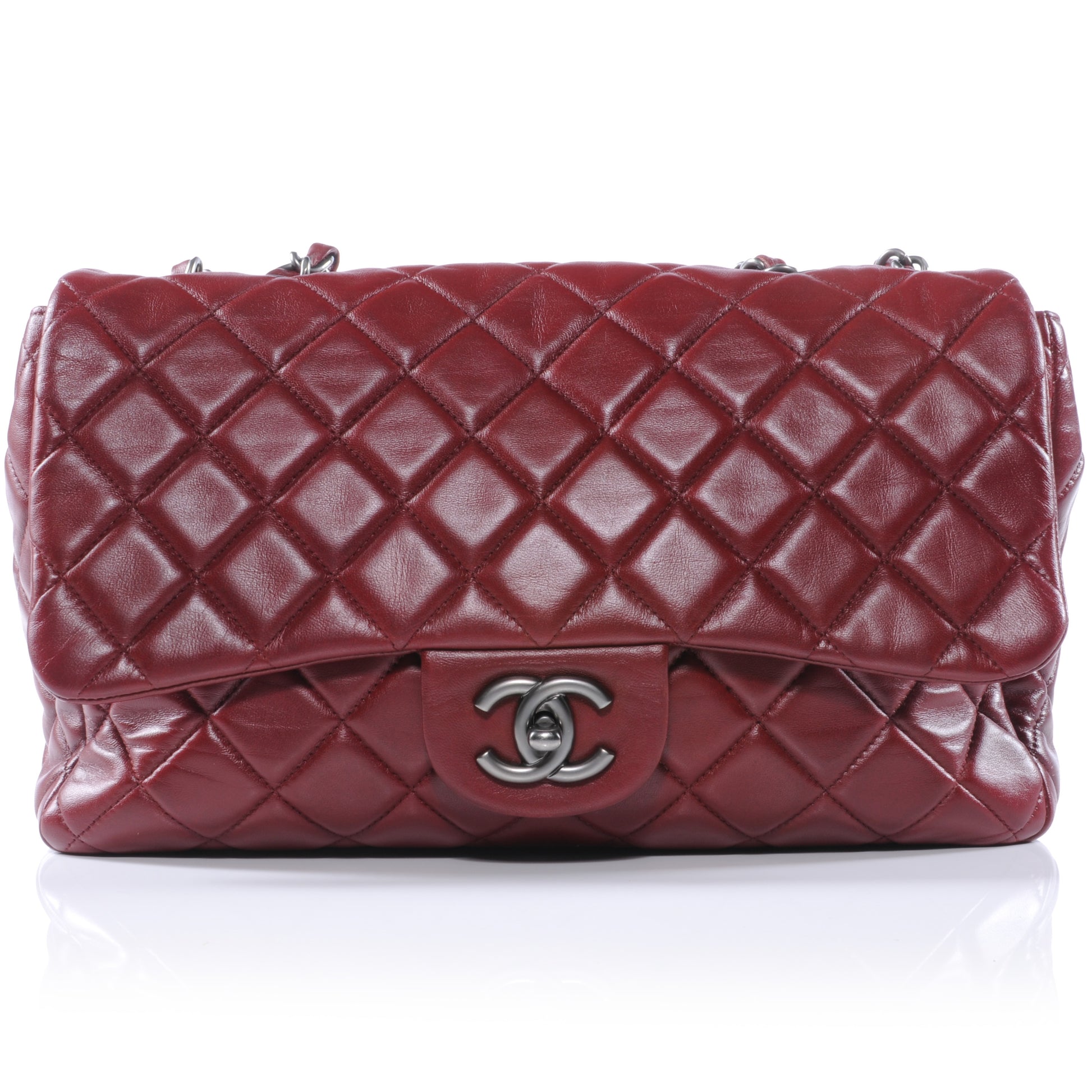 Chanel Lambskin Jumbo Single Flap Dark Red 1 of 9