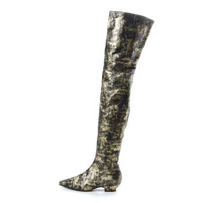 Chanel Metallic Lambskin Over the Knee Boots 37 Gold Black 1 of 7