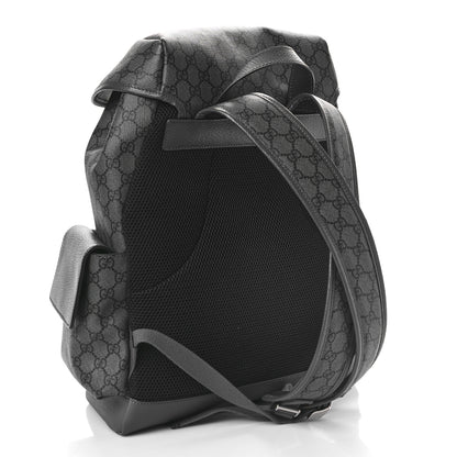 Gucci GG Supreme Monogram Textured Dollar Calfskin Medium Ophidia Double Buckle Backpack Grey Black Graphite Grey 2 of 7