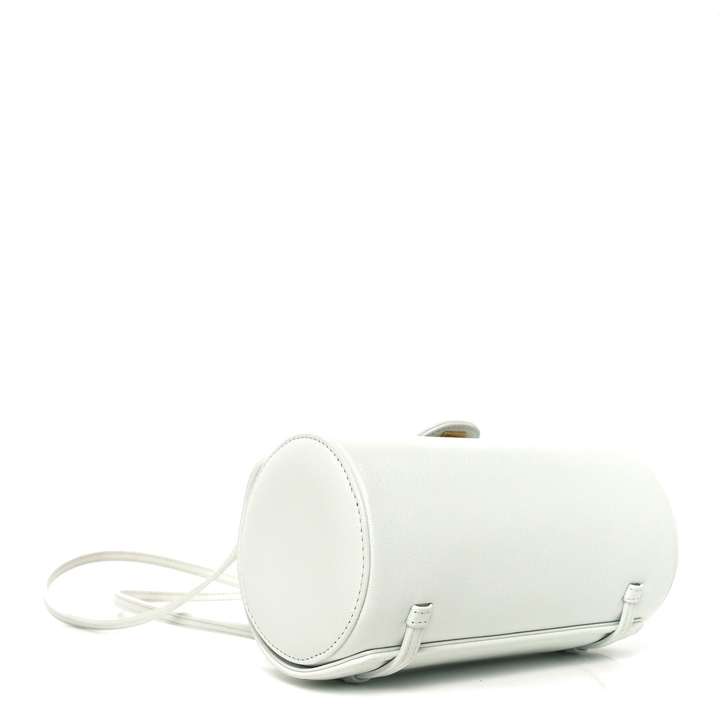 Shiny Caviar Preppy Coco Small Bowling Bag Light Blue