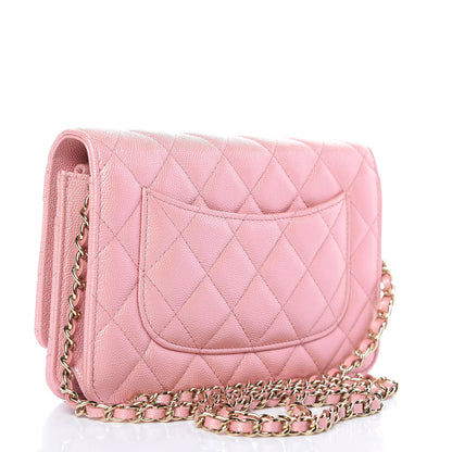Chanel Iridescent Caviar Quilted Wallet on Chain WOC Pink 3 of 12