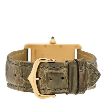 Cartier 18K Yellow Gold Alligator 26mm Tank Louis Quartz Watch Brown 3 of 4