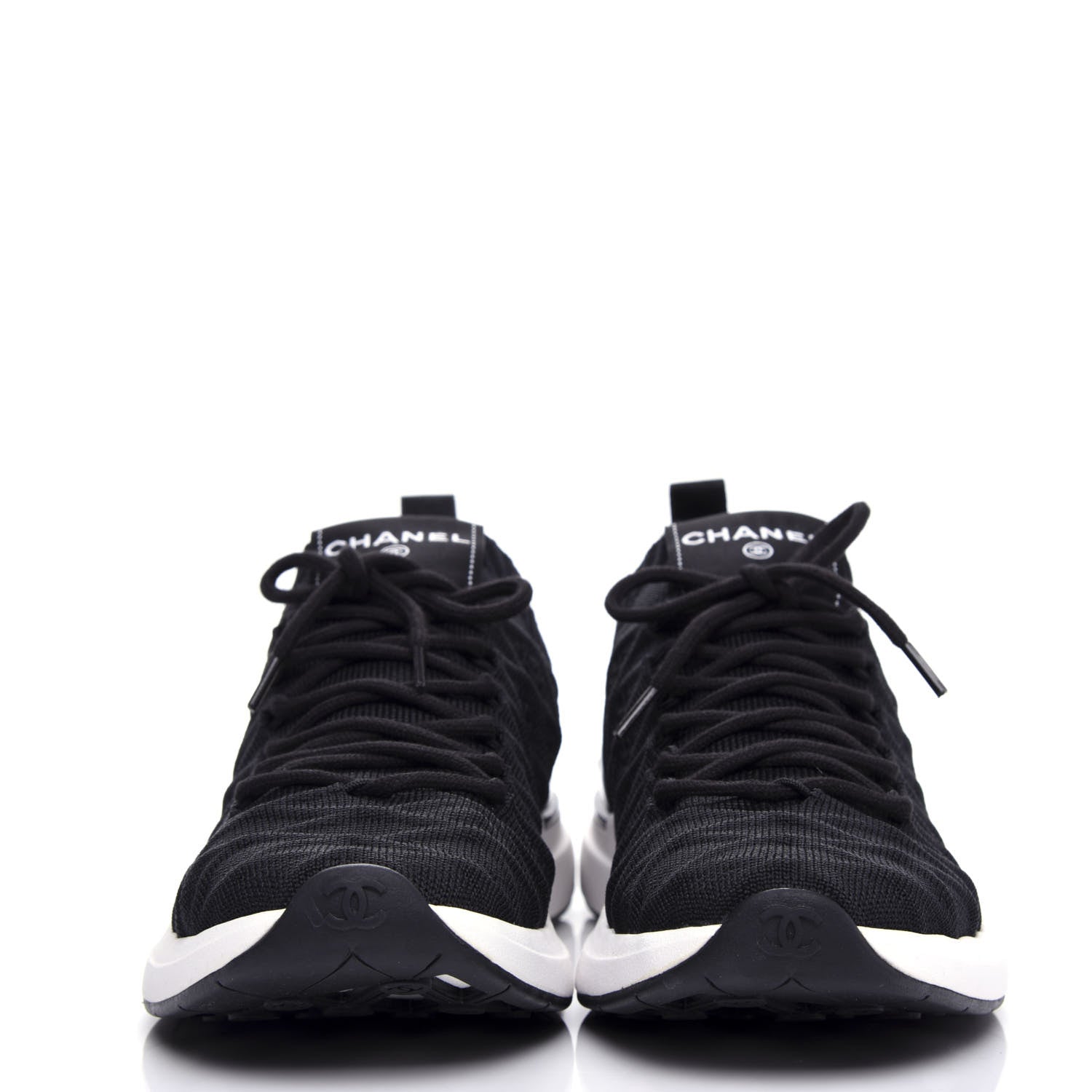 Chanel Fabric Logo Sneakers 38.5 Black 2 of 10