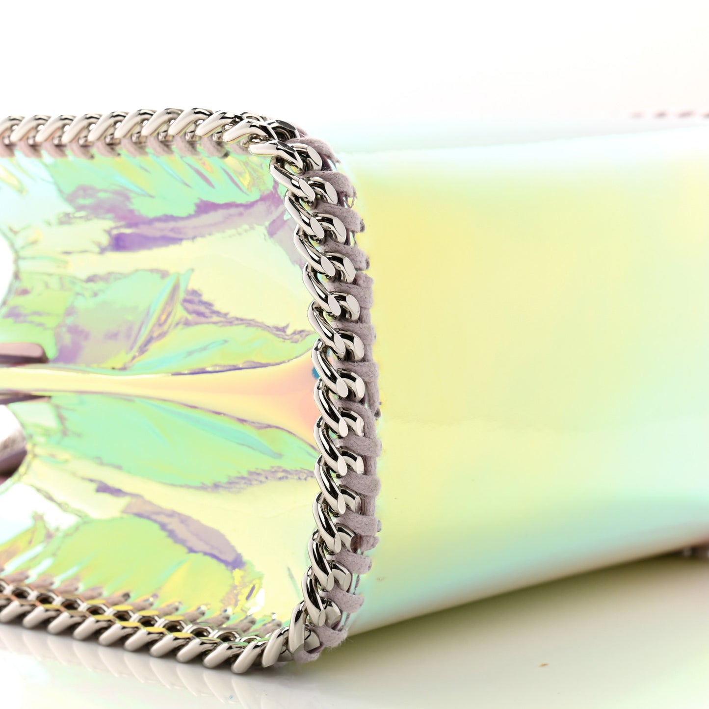 Holographic Faux Leather Mini Falabella Silver