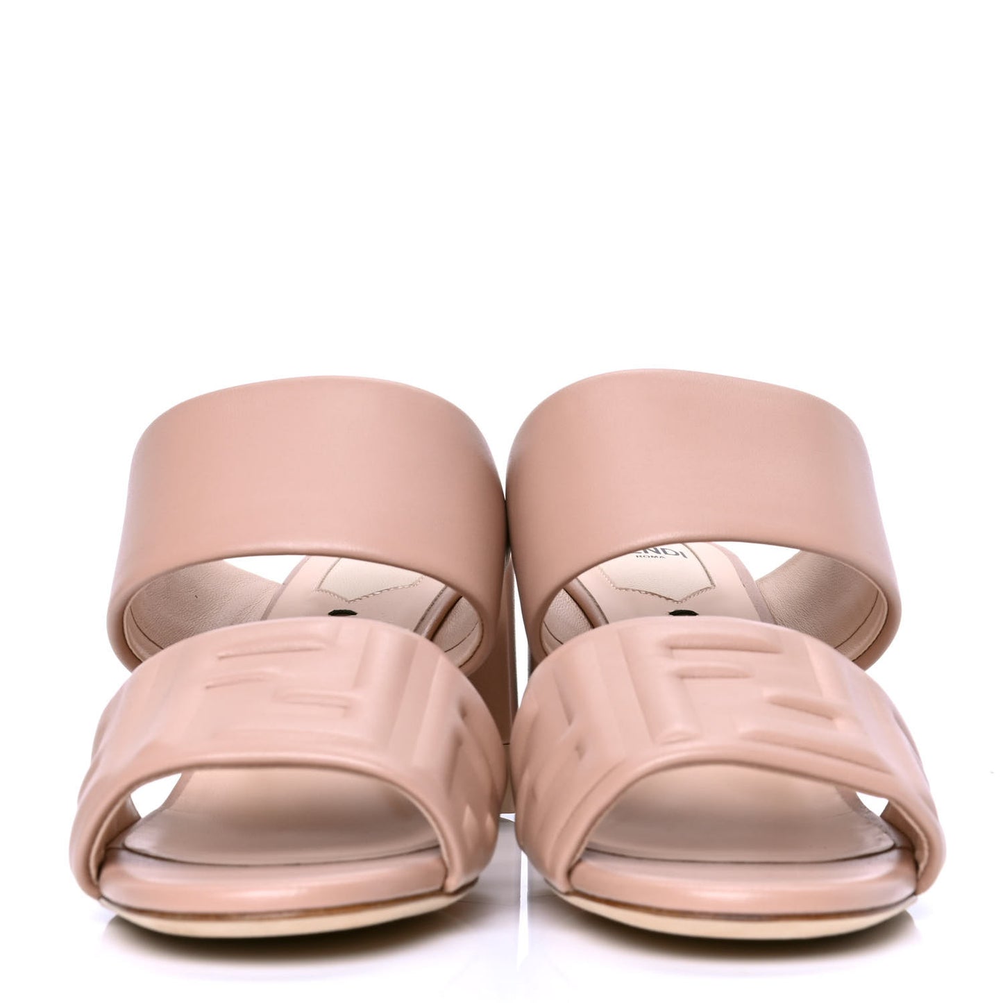 Nappa FF Embossed Slide Sandals 37 Tanskin
