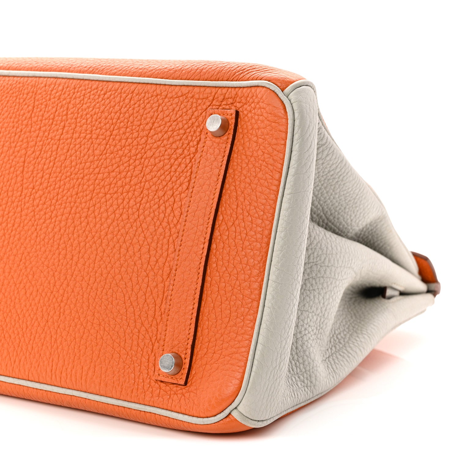 Hermes Togo Horseshoe Birkin 35 Orange Gris Perle 10 of 10