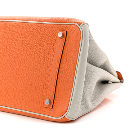 Hermes Togo Horseshoe Birkin 35 Orange Gris Perle 10 of 10