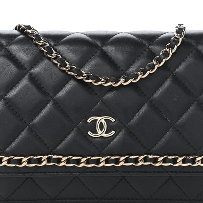 Chanel Lambskin Quilted Chain Around Wallet On Chain WOC Black 11 of 12