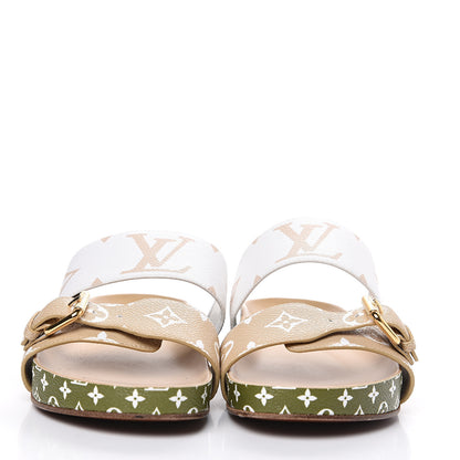 Louis Vuitton Monogram Giant Bom Dia Flat Mule Sandals 38 White Moka 2 of 9