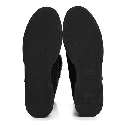 Louis Vuitton Suede Calfskin Shearling Flat Boot 38.5 Black 6 of 10