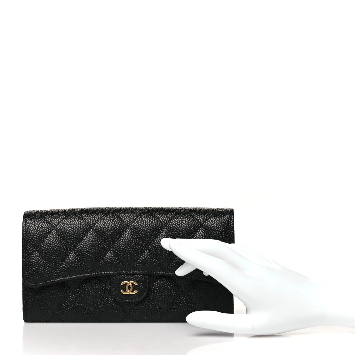 Chanel Caviar Quilted Large Gusset Flap Wallet Black 2 of 10