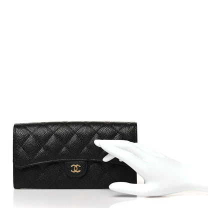 Chanel Caviar Quilted Large Gusset Flap Wallet Black 2 of 10