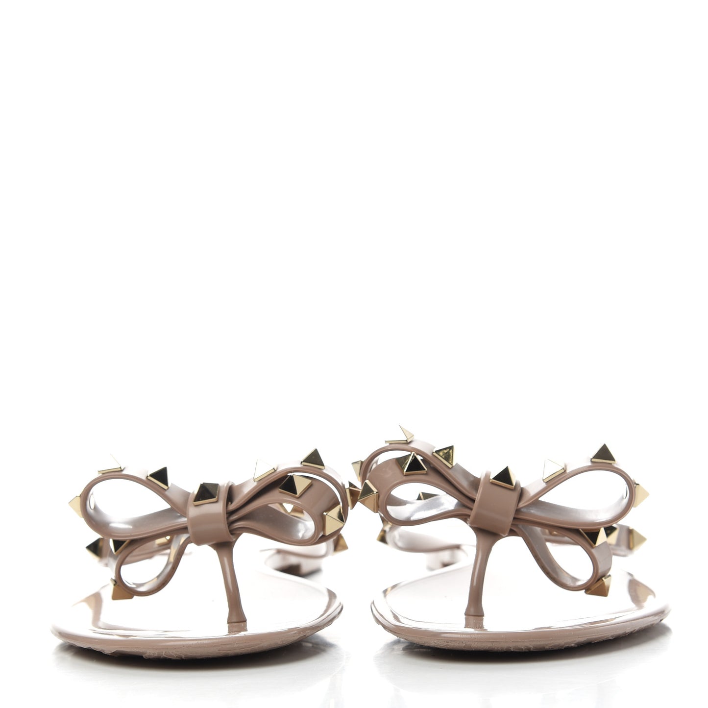 PVC Jelly Rockstud Bow Thong Sandals 39 Poudre