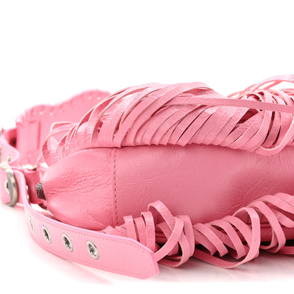 Balenciaga Agneau Arena Le Cagole Fringe Shoulder Bag XS Sweet Pink 10 of 11