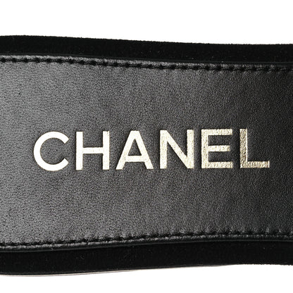 Chanel Suede Kidskin Velcro Crystal CC Mules 38.5 Black 39.5 Black 9 of 11