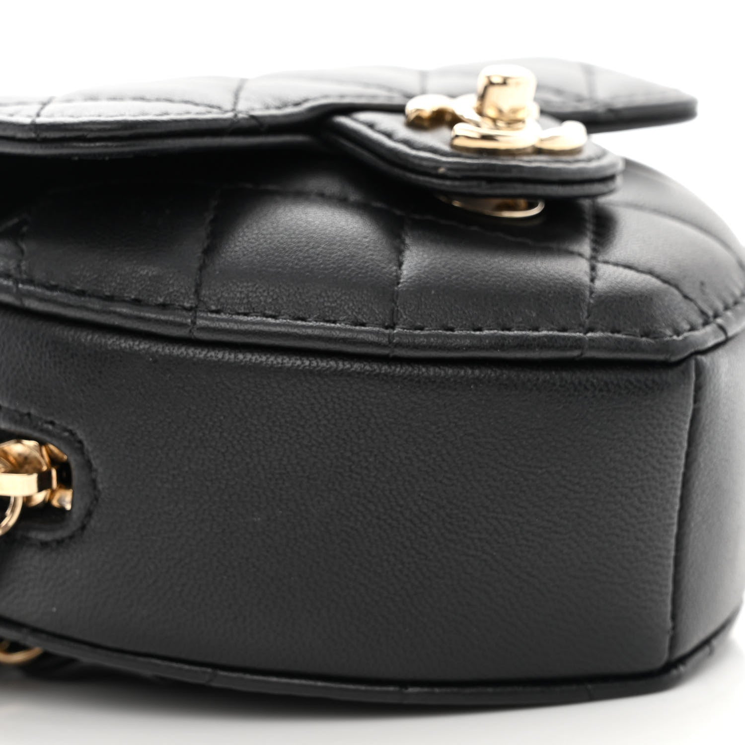 Chanel Lambskin Quilted CC In Love Heart Waist Belt Bag With Chain Black 9 of 13