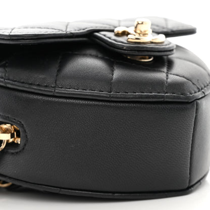 Chanel Lambskin Quilted CC In Love Heart Waist Belt Bag With Chain Black 9 of 13